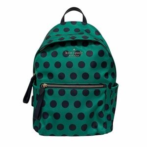 Kate Spade Green/Navy Blue Polka Dot Nylon Backpack
